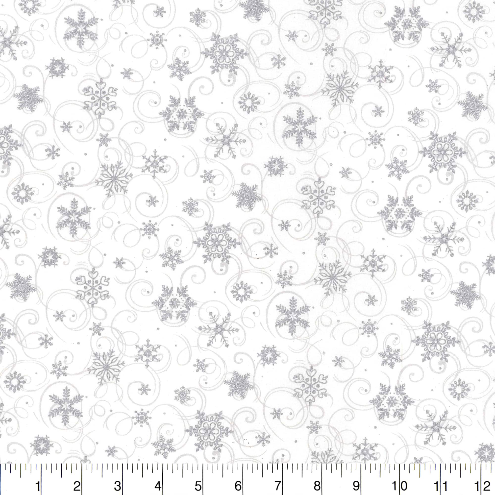 Fabric Traditions Christmas First Snowfall White Glitter Cotton Fabric